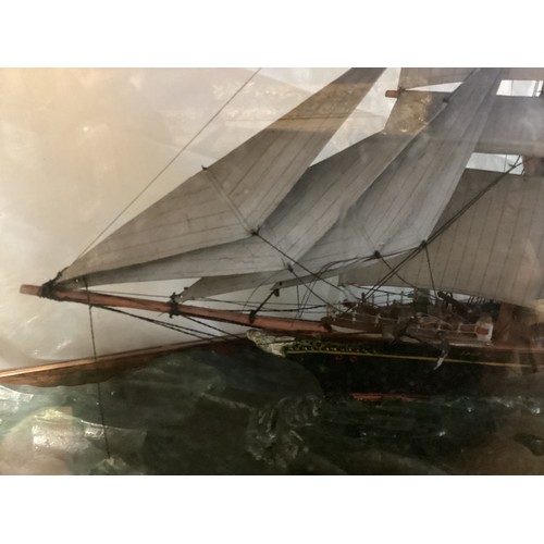 468 - Model of a fully rigged three mast sailing ship 'Jane Jones' in a glazed display cabinet 75 cm L