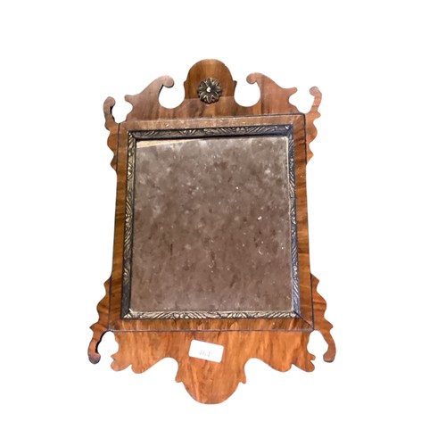 464 - A small veneered pier glass together with a partial gilt framed wall mirror. Largest: 49cm x 39cm.