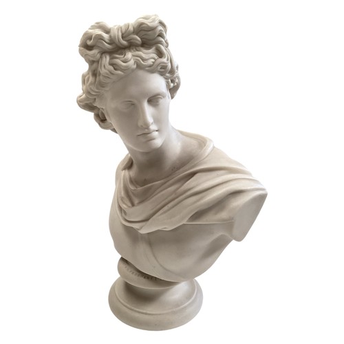 339 - Art Union of London 1861 Classical style bust of Apollo signed  C. Delpech Verso. 34cm(h)