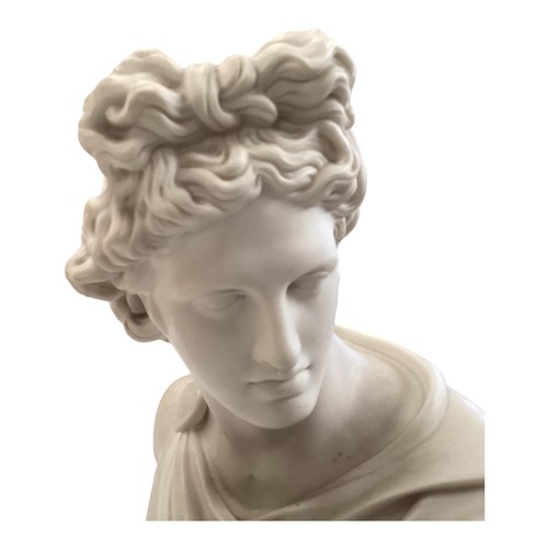 339 - Art Union of London 1861 Classical style bust of Apollo signed  C. Delpech Verso. 34cm(h)