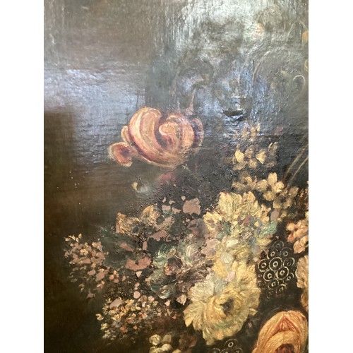 529 - A C19th gilt framed oil on canvas, still life, Christies label verso, 73 x 61cm Some flaking to surf... 