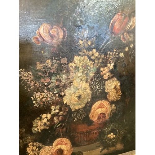 529 - A C19th gilt framed oil on canvas, still life, Christies label verso, 73 x 61cm Some flaking to surf... 