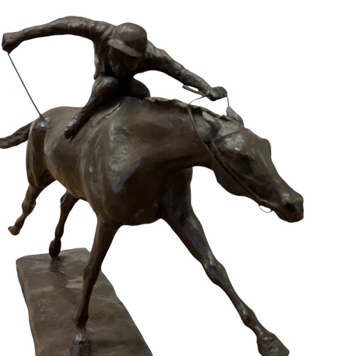 152 - PHILIP BLACKER (British B 1979), Bronze of jockey Lester Piggott riding a finish, 