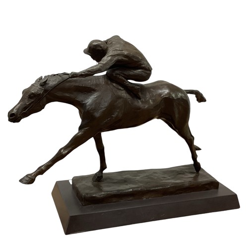 152 - PHILIP BLACKER (British B 1979), Bronze of jockey Lester Piggott riding a finish, 