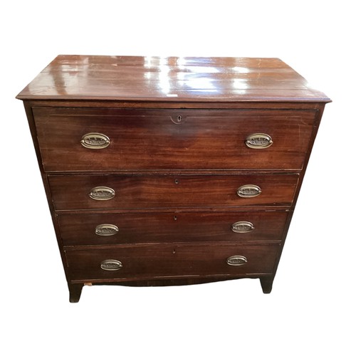 677 - A 19th century mahogany secretaire chest. Single drop front drawer with fitted interior over three l... 