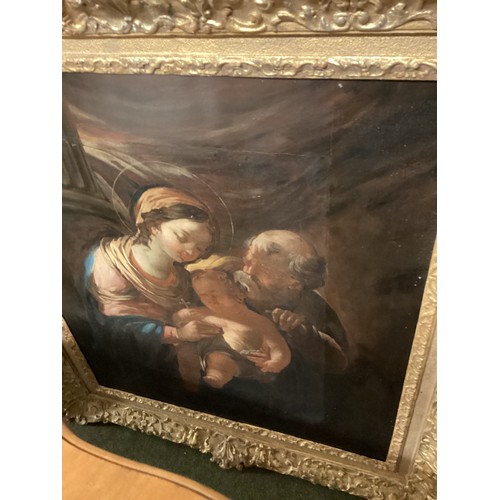 525 - ITALIAN SCHOOL (17TH CENTURY) THE HOLY FAMILY Oil on canvas, extended 94 x 83cm (37 x 32½ in.) all o... 