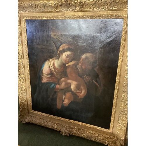 525 - ITALIAN SCHOOL (17TH CENTURY) THE HOLY FAMILY Oil on canvas, extended 94 x 83cm (37 x 32½ in.) all o... 