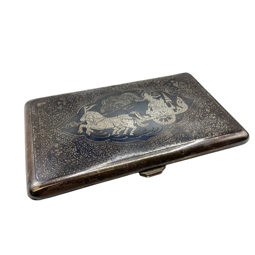 16 - A collection of sterling silver items to include a Siam ware Niello cigarette case and other items.