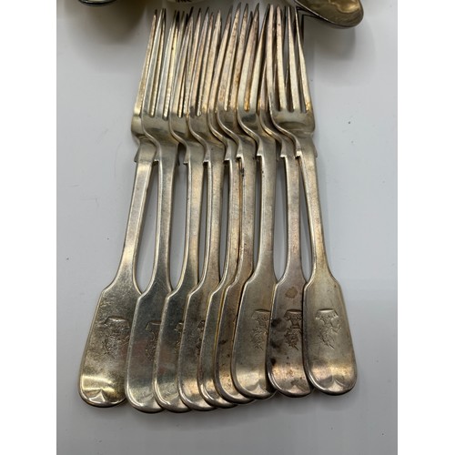 35 - A 19th century  sterling silver flatware service. Various dates and makers. William Cripps. London, ... 