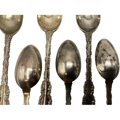 40 - A collection of sterling silver tea spoons with a matching pair of sugar tongs. Josiah Williams and ... 