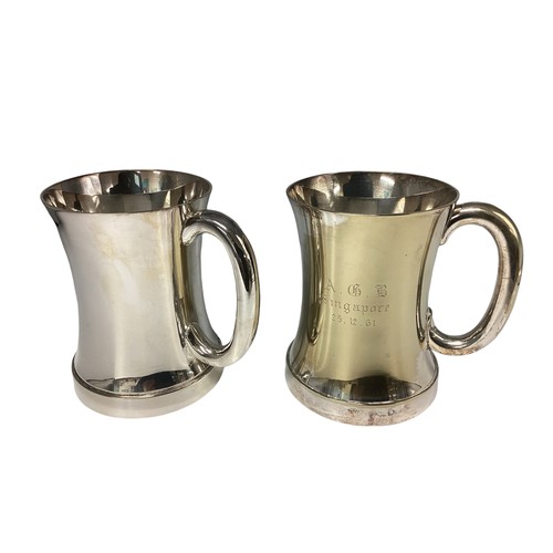 17 - A large collection of silver plated wares to include ice bucket,  tankards etc,