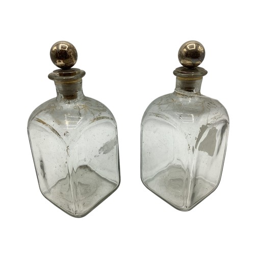 99 - A pair of 19th century glass decanters together with a lalique pin dish.