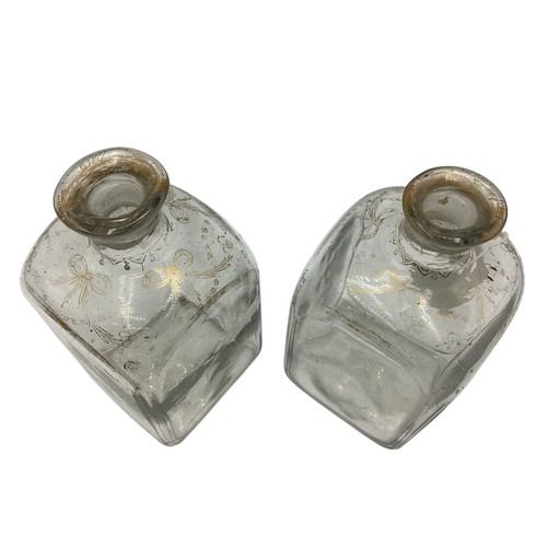 99 - A pair of 19th century glass decanters together with a lalique pin dish.