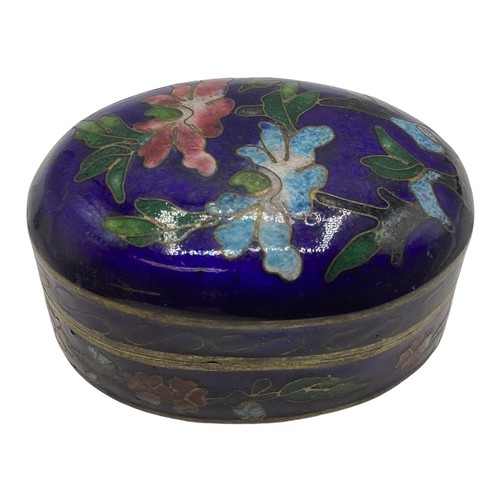 114 - Three small cloisonné lidded boxes.