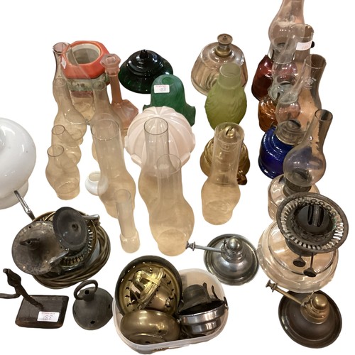 188 - A quantity of hand held oil lamps, and other various miscellaneous accessories and parts, see all im... 