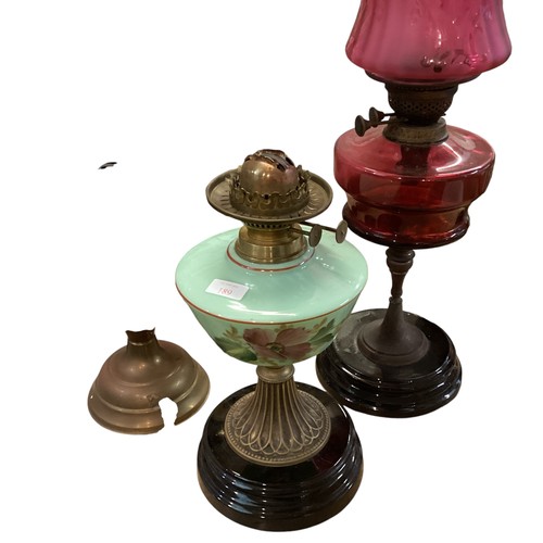 189 - A quantity of C20th oil lamps, and modern glass shades, etc, see all images. All sold as seen and as... 