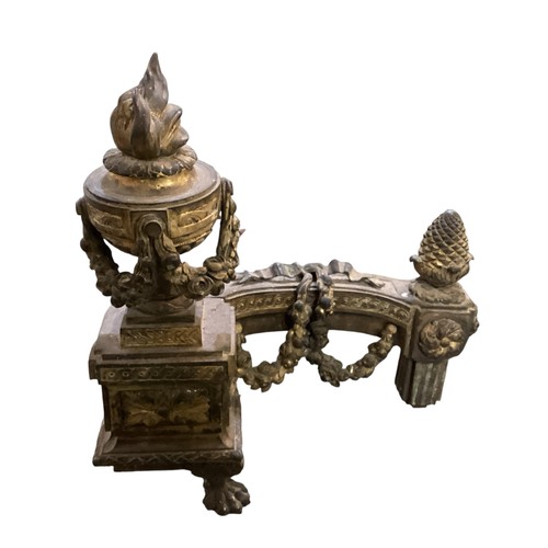 180 - A pair of heavy ornate Georgian brass Fire dogs