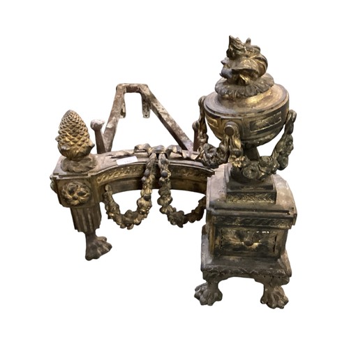 180 - A pair of heavy ornate Georgian brass Fire dogs