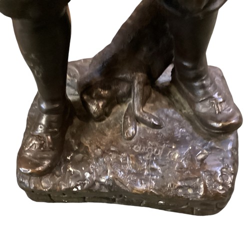 178 - After Auguste Moreau (1834-1917). filled bronze figure. 'The boy hunter' cast signature to base.  52... 