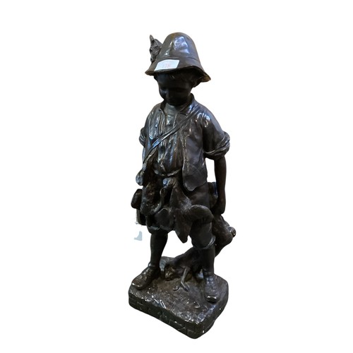 178 - After Auguste Moreau (1834-1917). filled bronze figure. 'The boy hunter' cast signature to base.  52... 