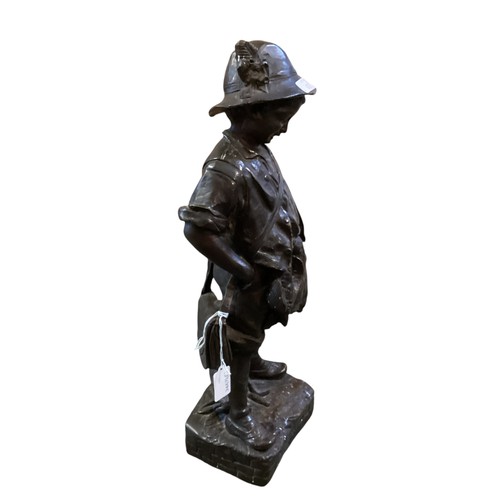 178 - After Auguste Moreau (1834-1917). filled bronze figure. 'The boy hunter' cast signature to base.  52... 