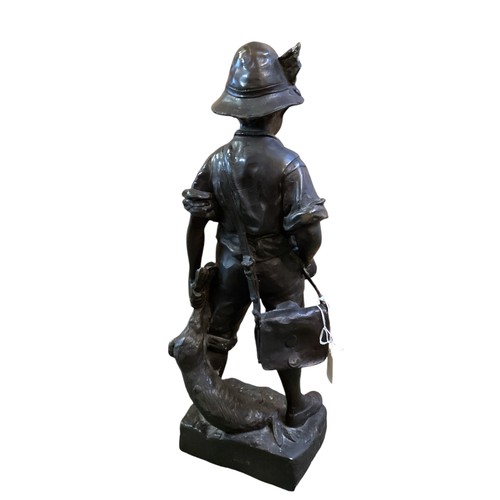 178 - After Auguste Moreau (1834-1917). filled bronze figure. 'The boy hunter' cast signature to base.  52... 