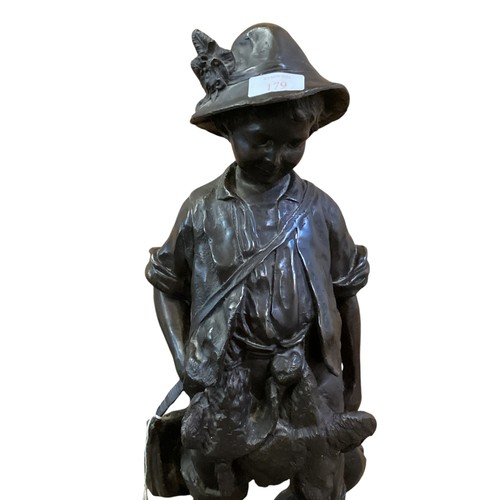 179 - After Auguste Moreau (1834-1917). filled bronze figure. 'The boy hunter' cast signature to base.  52... 