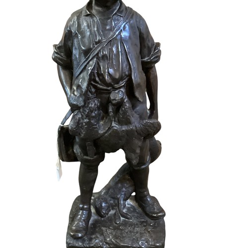 179 - After Auguste Moreau (1834-1917). filled bronze figure. 'The boy hunter' cast signature to base.  52... 