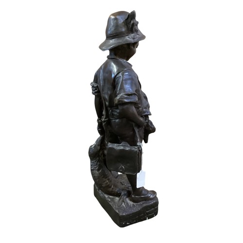 179 - After Auguste Moreau (1834-1917). filled bronze figure. 'The boy hunter' cast signature to base.  52... 