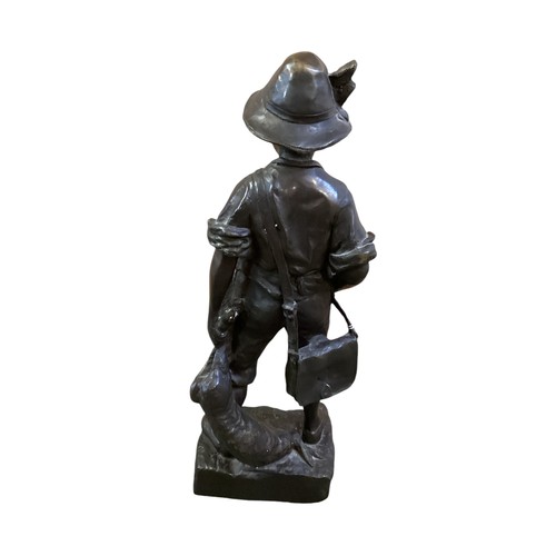 179 - After Auguste Moreau (1834-1917). filled bronze figure. 'The boy hunter' cast signature to base.  52... 