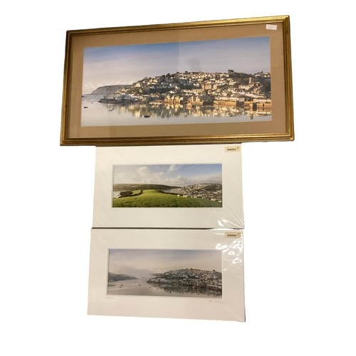 193 - A framed and glazed photo of Salcombe, and two other unframed and mounted photos