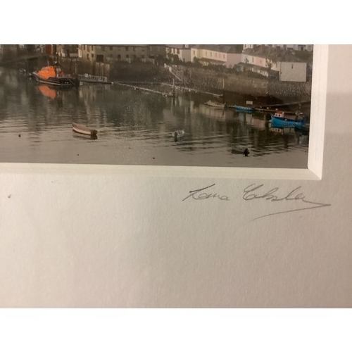 193 - A framed and glazed photo of Salcombe, and two other unframed and mounted photos