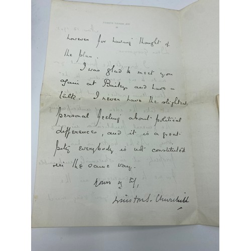 195 - An Autograph book, with letter from Winston Churchill. on headed note paper, 105 Mount Street, Nov 1... 