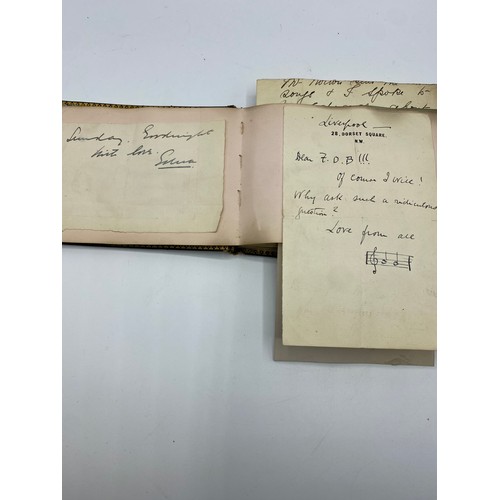 195 - An Autograph book, with letter from Winston Churchill. on headed note paper, 105 Mount Street, Nov 1... 