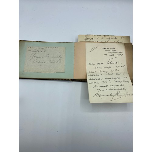 195 - An Autograph book, with letter from Winston Churchill. on headed note paper, 105 Mount Street, Nov 1... 