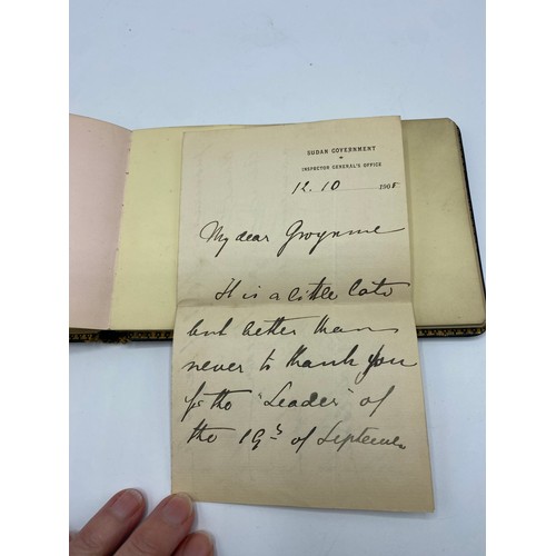 195 - An Autograph book, with letter from Winston Churchill. on headed note paper, 105 Mount Street, Nov 1... 