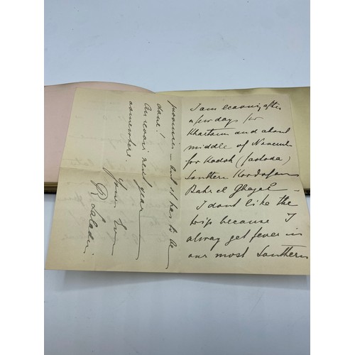 195 - An Autograph book, with letter from Winston Churchill. on headed note paper, 105 Mount Street, Nov 1... 