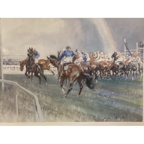 411 - Gilbert Holiday racing print 33cm x 50cm, framed and glazed