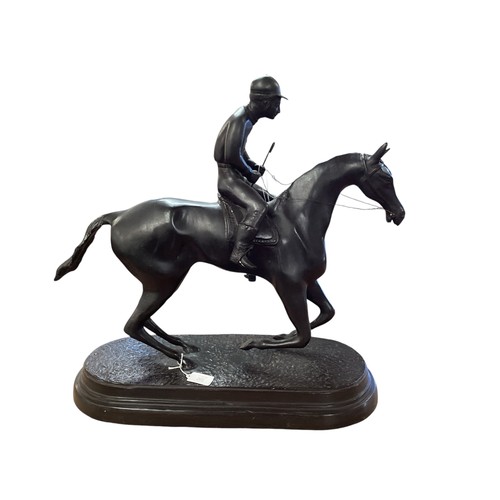 210 - After Charles Valton (1851-1918).Bronze model  Horse and Jockey, cast signature to oval base. 54cm x... 