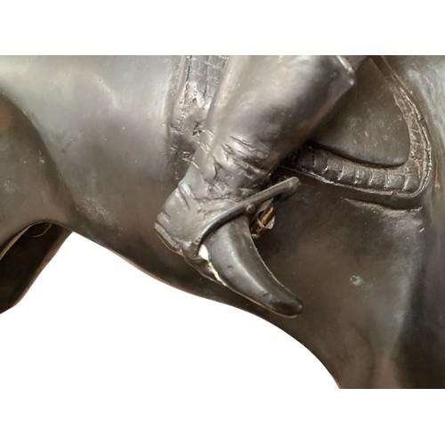 210 - After Charles Valton (1851-1918).Bronze model  Horse and Jockey, cast signature to oval base. 54cm x... 