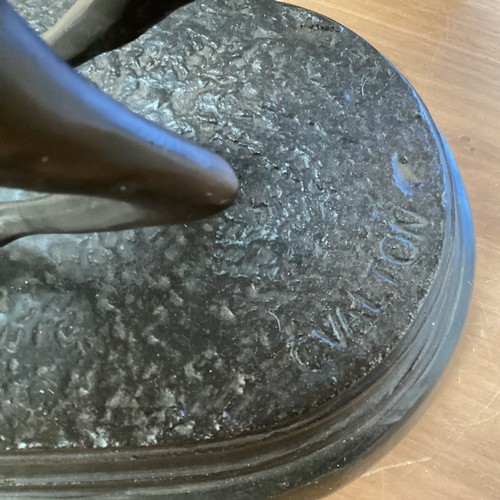 210 - After Charles Valton (1851-1918).Bronze model  Horse and Jockey, cast signature to oval base. 54cm x... 