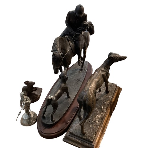 216 - Quantity of various sculptures of horse and hound and greyhound etc