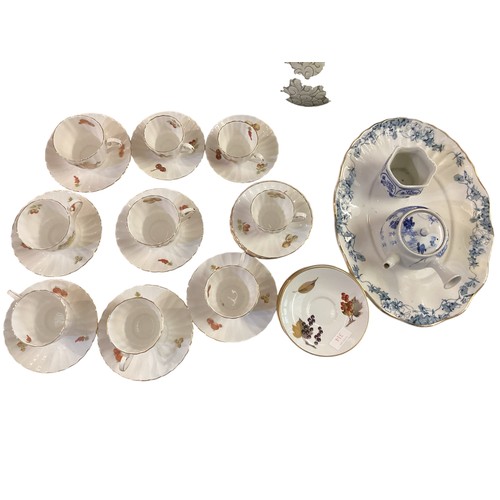 225 - A quantity of Royal Worcester and Royal Tuscan tea cups and saucers, part sets, and a blue and white... 