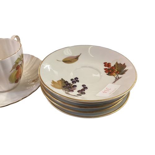 225 - A quantity of Royal Worcester and Royal Tuscan tea cups and saucers, part sets, and a blue and white... 