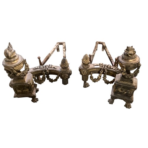 232 - A pair of heavy ornate Georgian brass Fire dogs