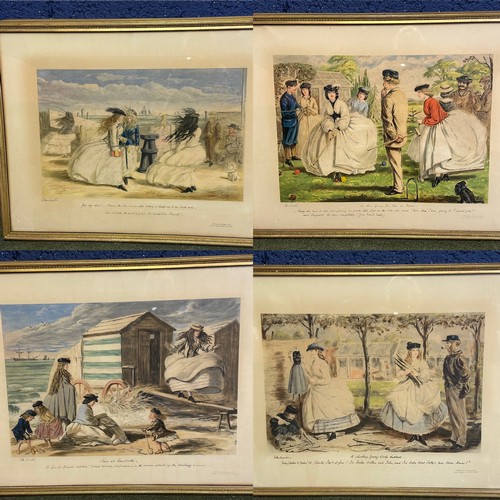 430 - A set of 4 John Leech humorous colour prints, each 80 x 59cm, in gilt glazed frame,  