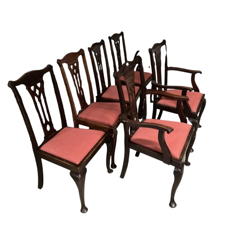 545 - Six C20th wooden dining chairs with drop in seats, 4 plus 2 carvers, in used condition