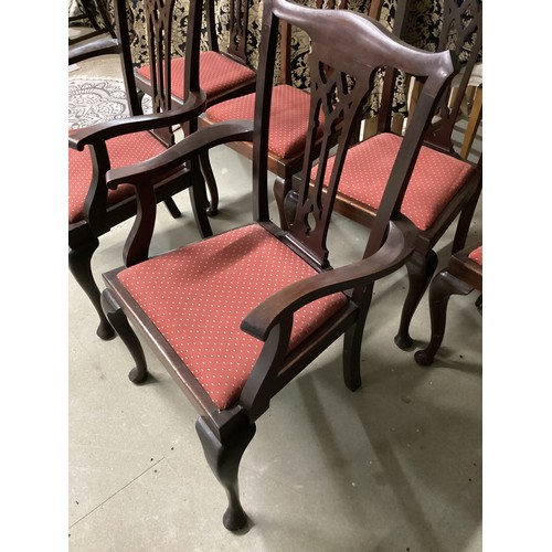 545 - Six C20th wooden dining chairs with drop in seats, 4 plus 2 carvers, in used condition