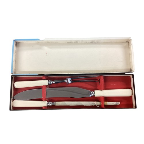 18 - A silver plated boxed canteen of cutlery together with other boxed cutlery sets , two small hip flas... 