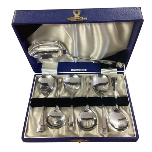 13 - A collection of silver plated wares to include boxed cutlery sets, a large silver plated tray etc. s... 